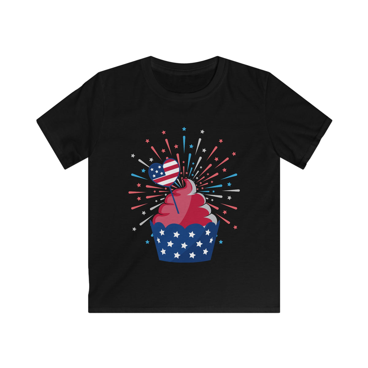 Cupcake with Fireworks Kids Tee | Kids Tee, Cupcake Graphic