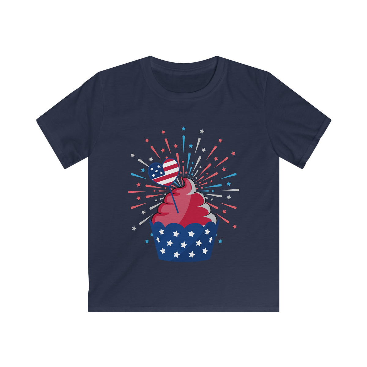 Cupcake with Fireworks Kids Tee | Kids Tee, Cupcake Graphic