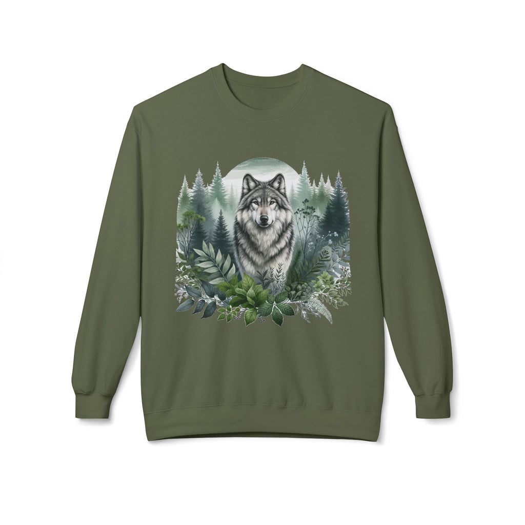 Wildlife Wolf Crewneck Sweatshirt — Custom Wolf Graphic