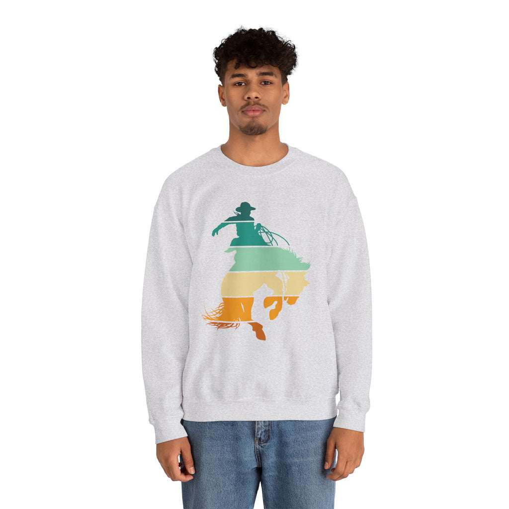 Rodeo Bucking Horse Crewneck Sweatshirt — Western Cowboy Rodeo Graphic