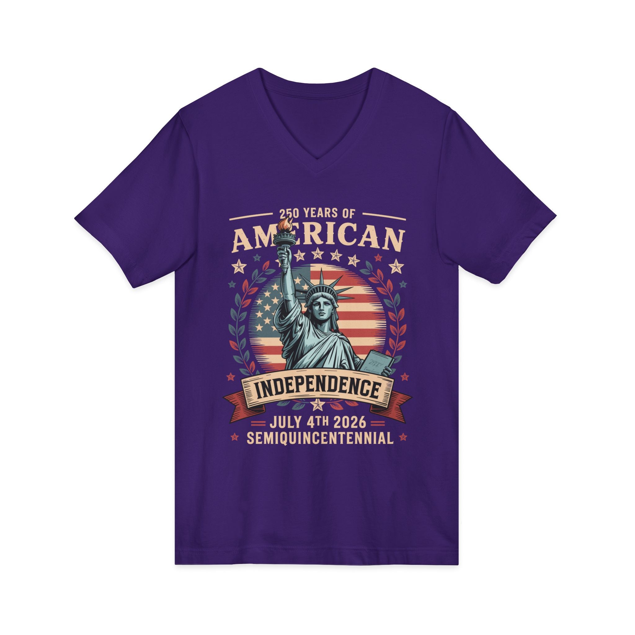 250 Years of America 1776-2026 Jersey Short Sleeve V-Neck Tee