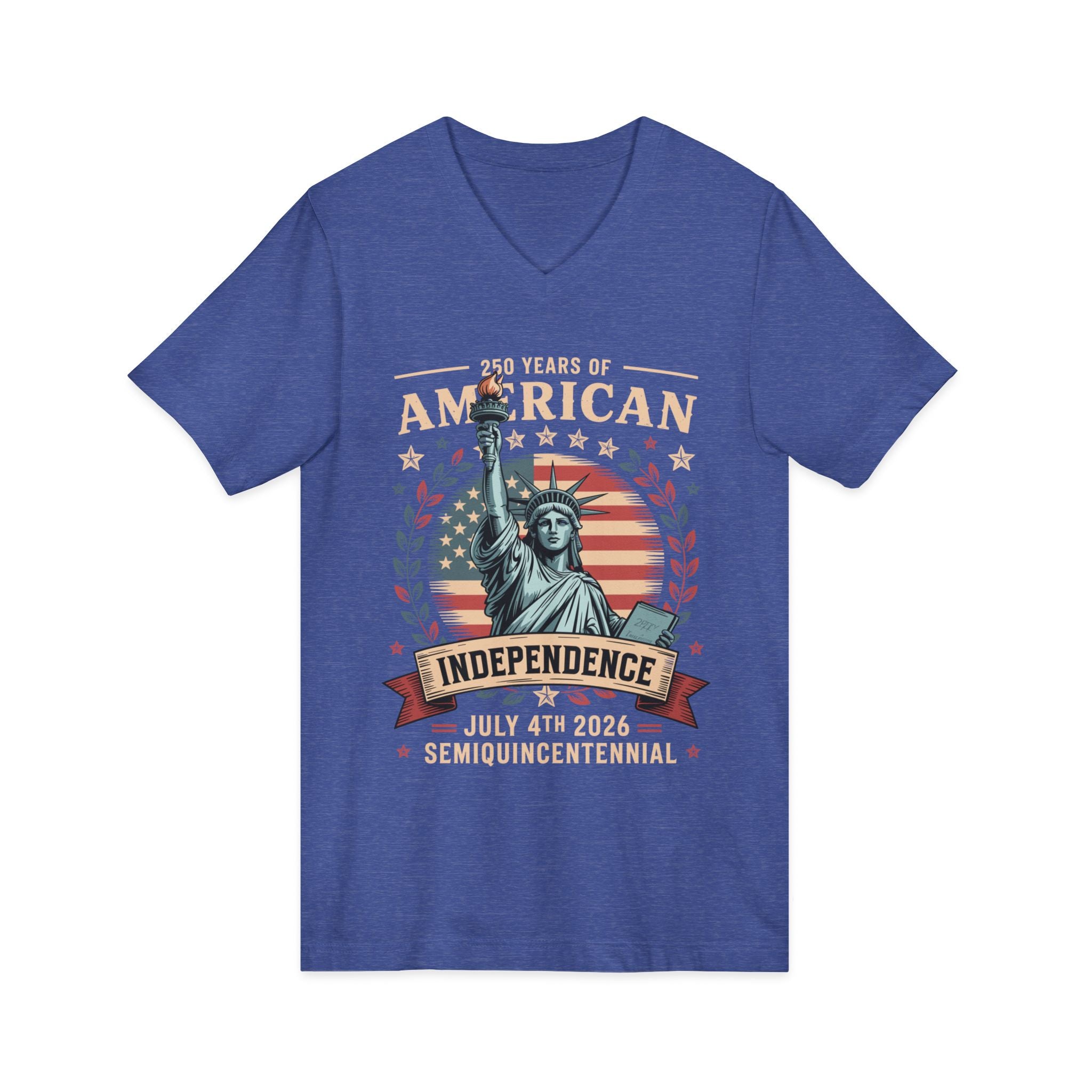 250 Years of America 1776-2026 Jersey Short Sleeve V-Neck Tee