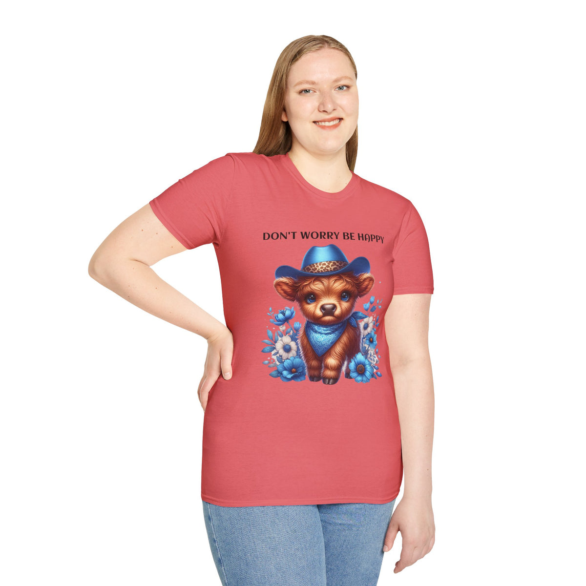 Baby Highland Cow Don't Worry Be Happy Unisex Soft style T-Shirt