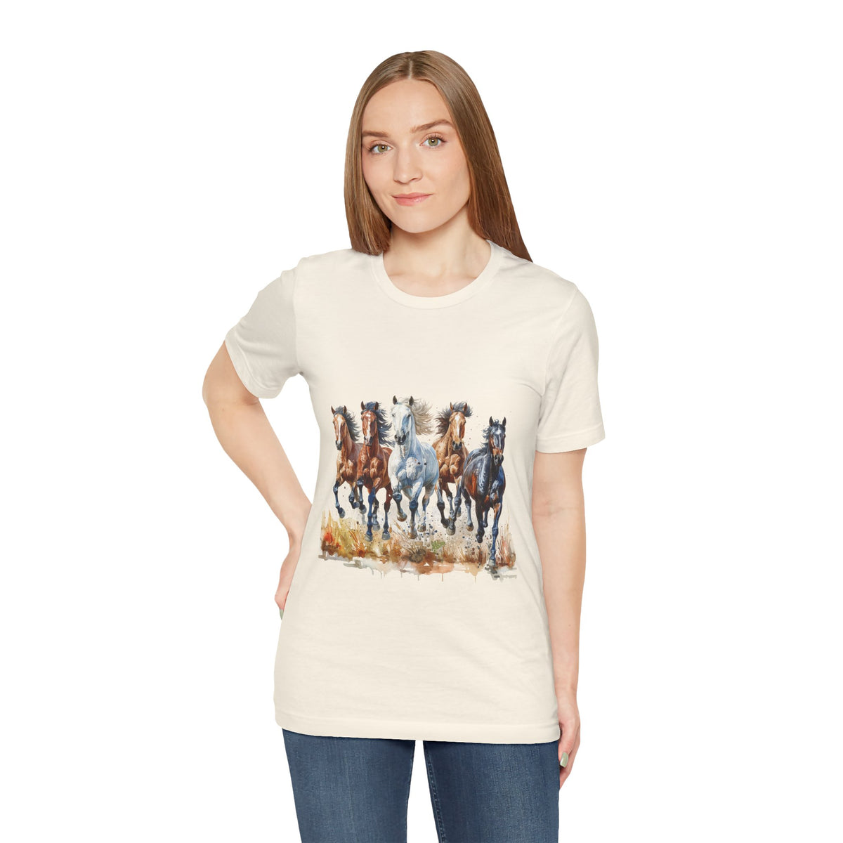Western Wild Horses Jersey Short Sleeve Tee