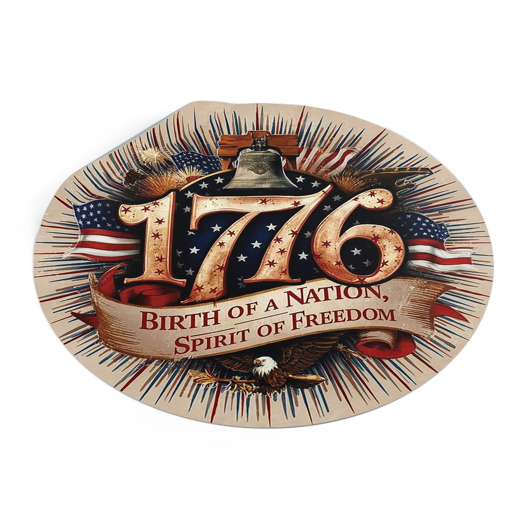 1776 Liberty Bell Patriotic Round Vinyl Sticker | Birth of a Nation Spirit of Freedom