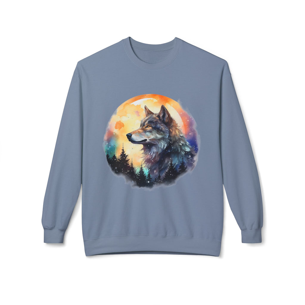 Wildlife Wolf Sunrise Crewneck Sweatshirt