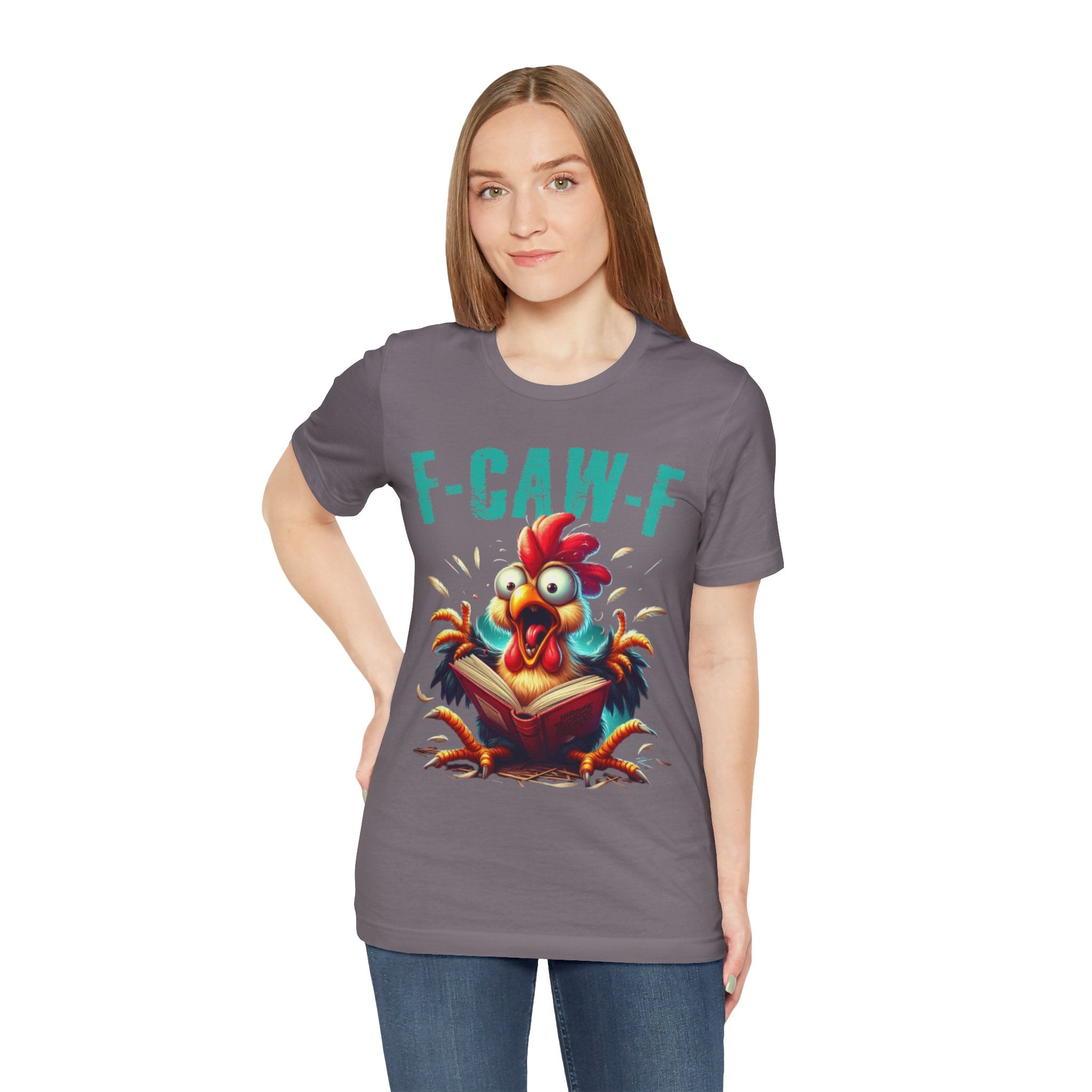 F Caw F Book Reading Chicken  Jersey Short Sleeve Tee
