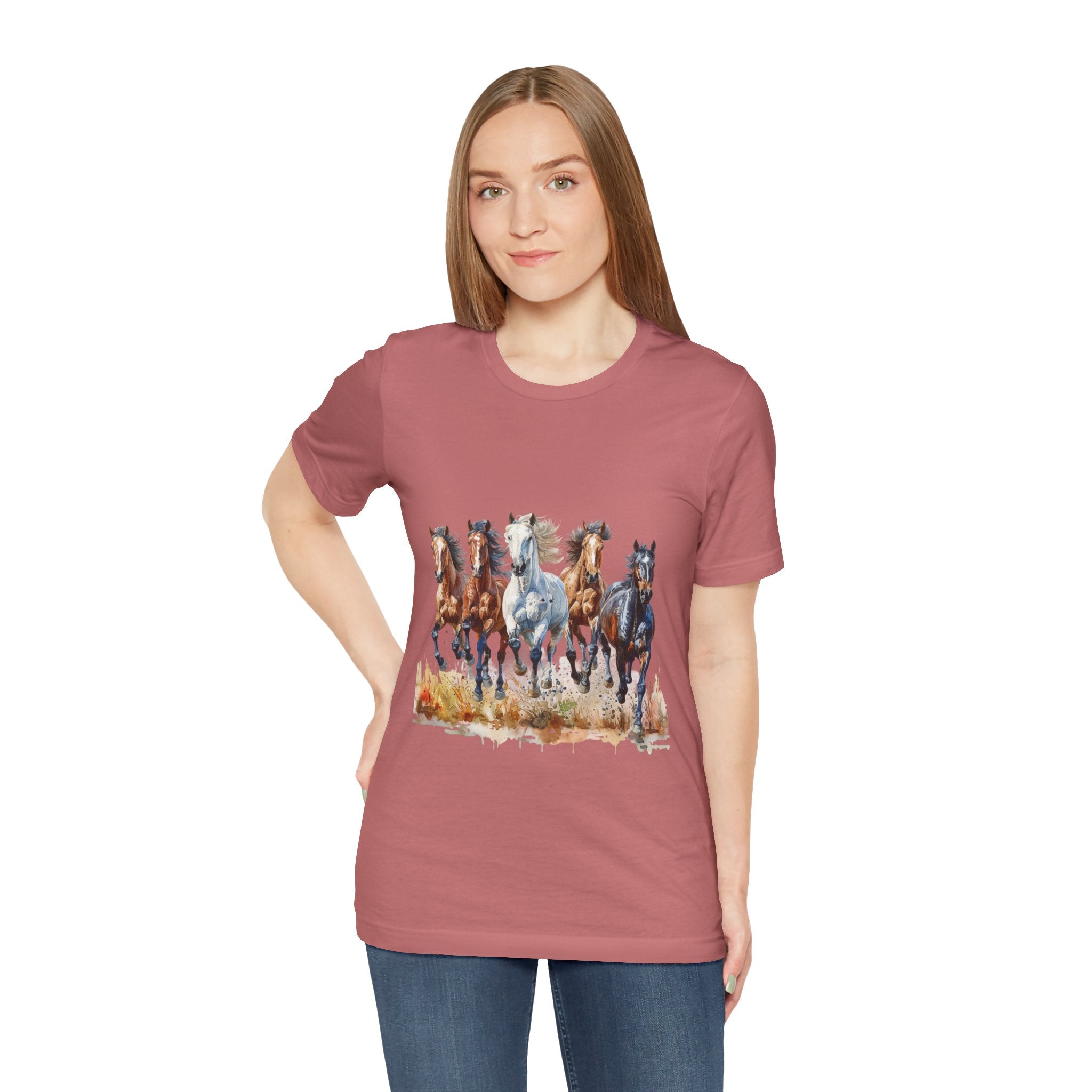 Western Wild Horses Jersey Short Sleeve Tee