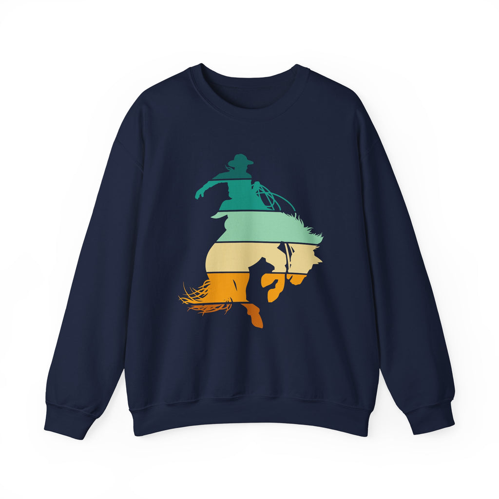Rodeo Bucking Horse Crewneck Sweatshirt — Western Cowboy Rodeo Graphic
