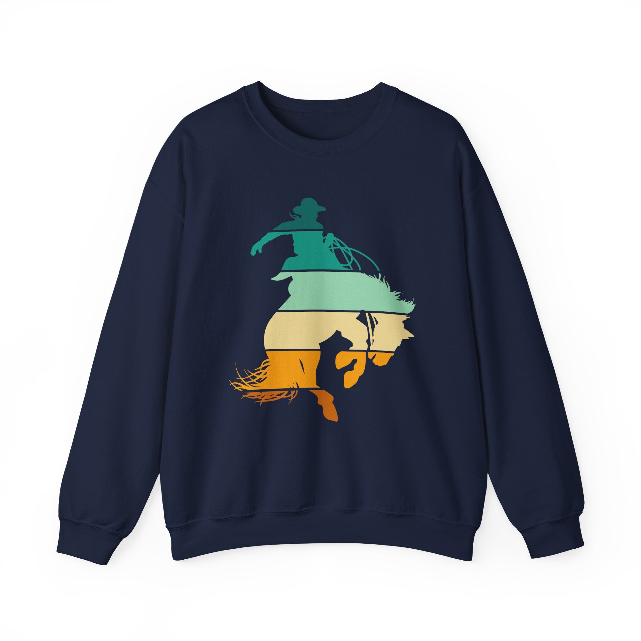 Rodeo Bucking Horse Crewneck Sweatshirt — Western Cowboy Rodeo Graphic