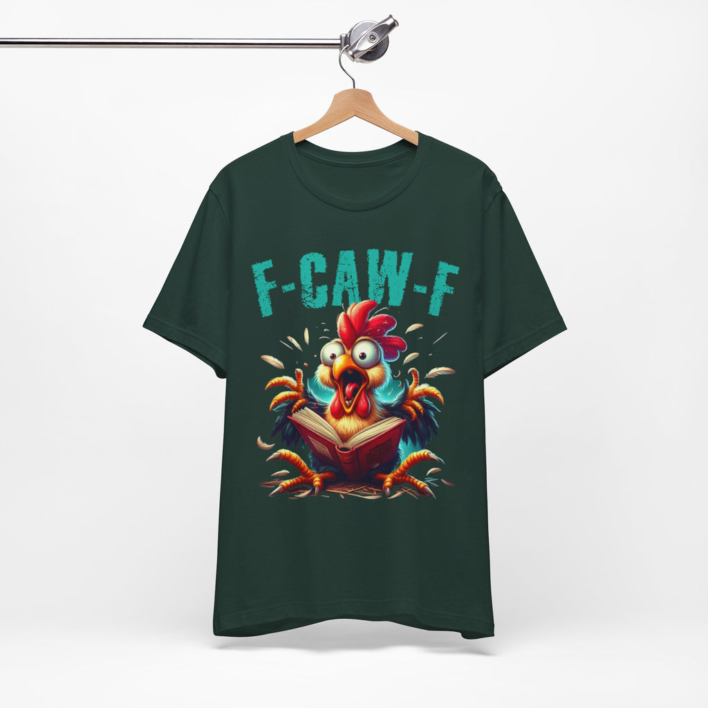 F Caw F Book Reading Chicken  Jersey Short Sleeve Tee