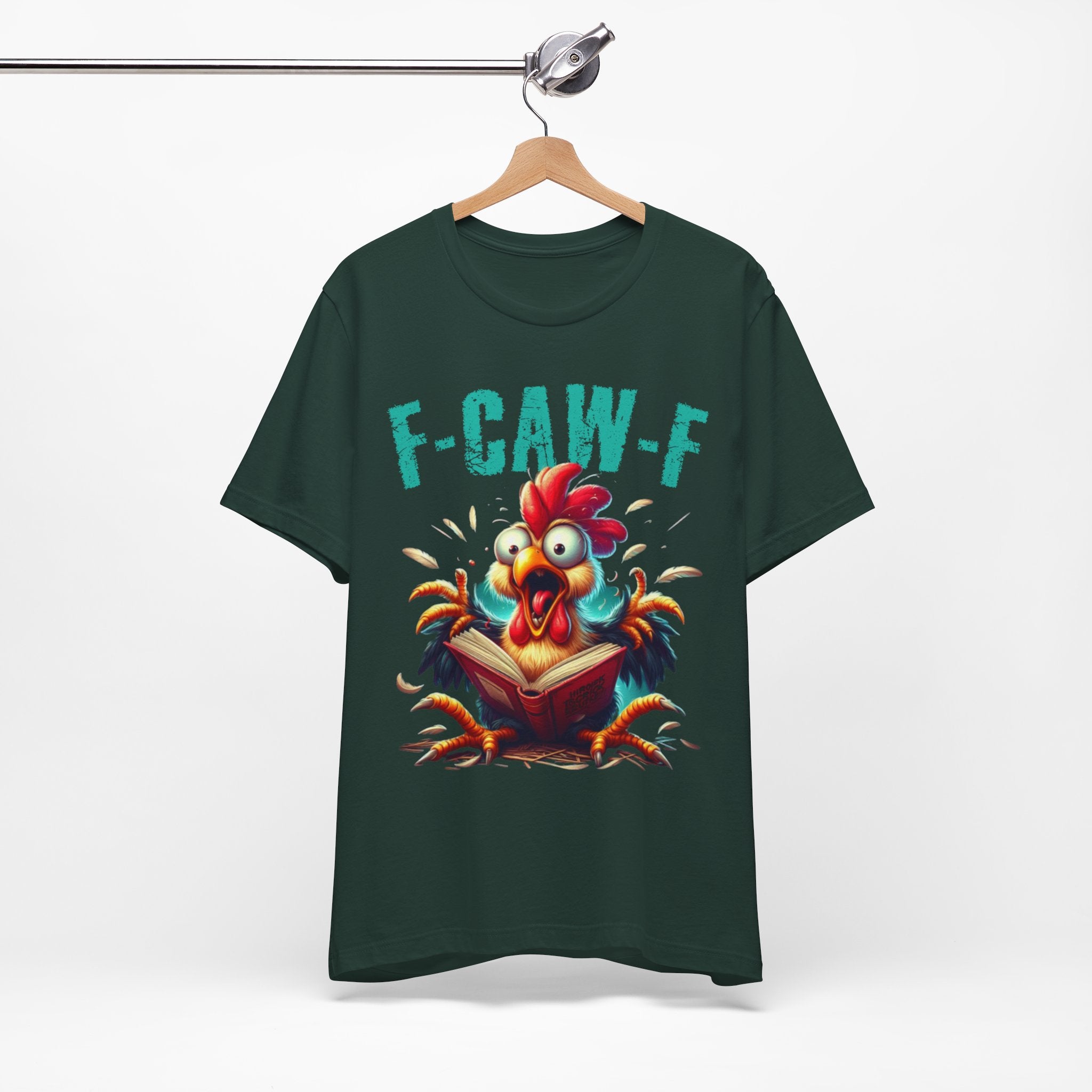 F Caw F Book Reading Chicken  Jersey Short Sleeve Tee