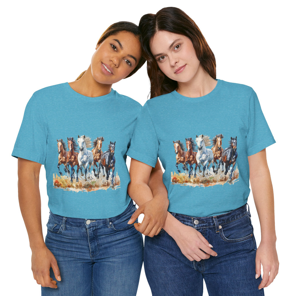 Western Wild Horses Jersey Short Sleeve Tee