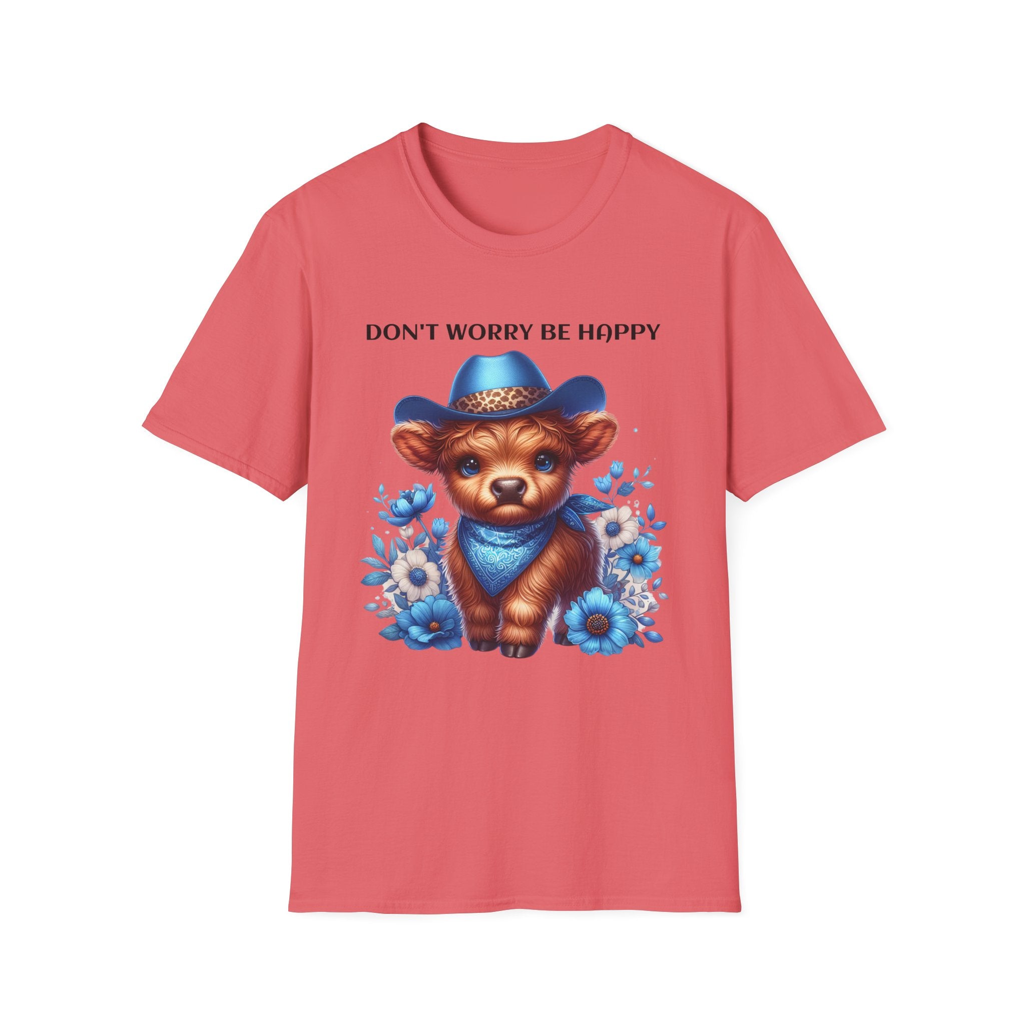 Baby Highland Cow Don't Worry Be Happy Unisex Soft style T-Shirt