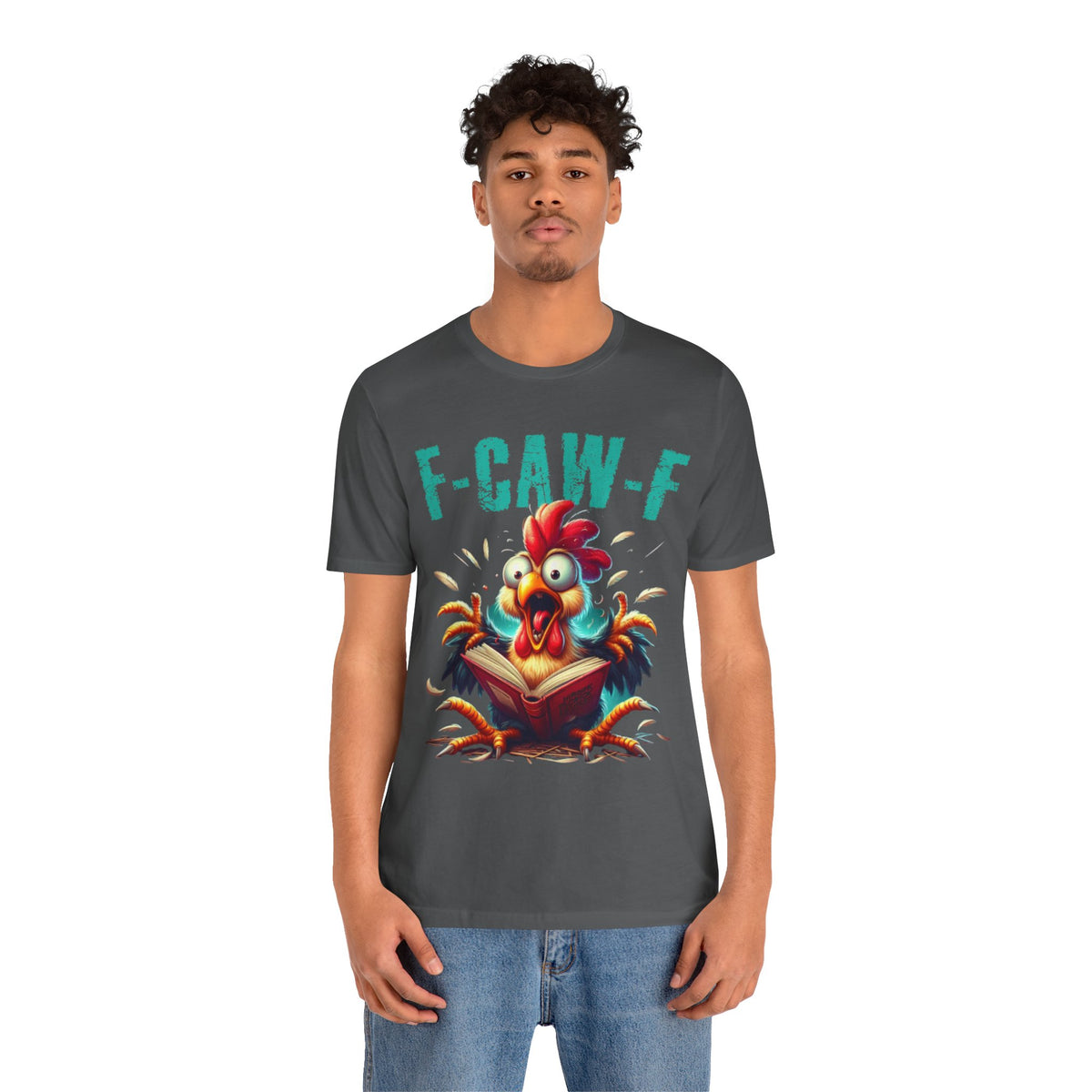 F Caw F Book Reading Chicken  Jersey Short Sleeve Tee