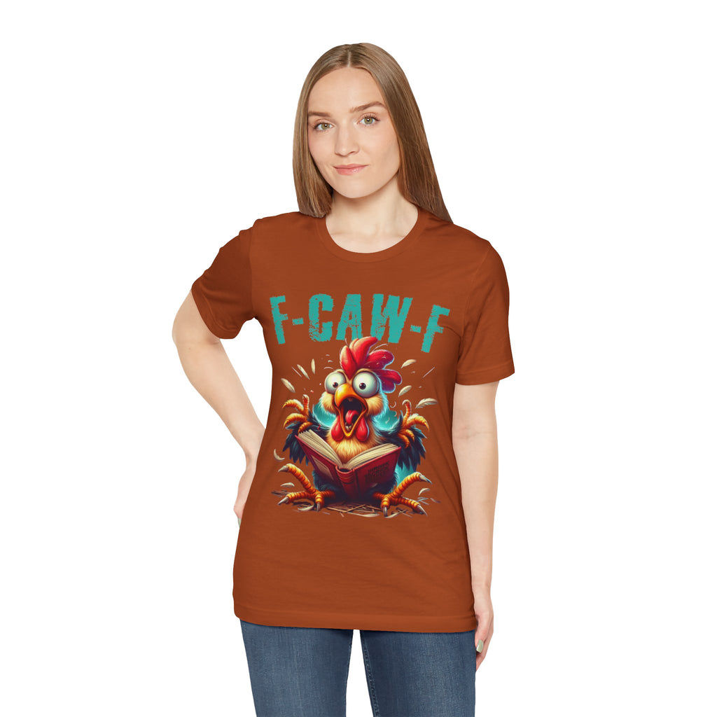 F Caw F Book Reading Chicken  Jersey Short Sleeve Tee