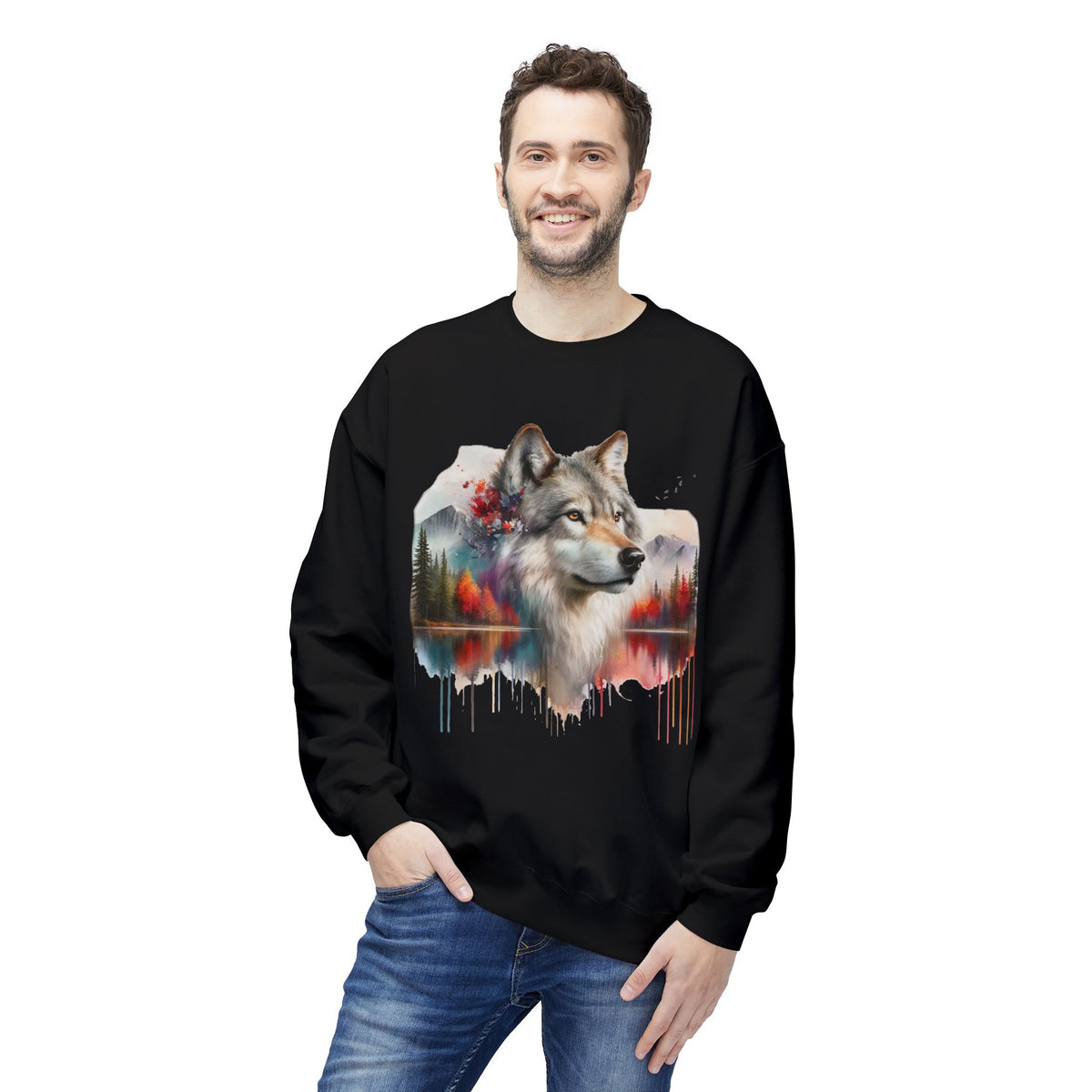 Wildlife Wolf Sweatshirt — Custom Graphic Crewneck