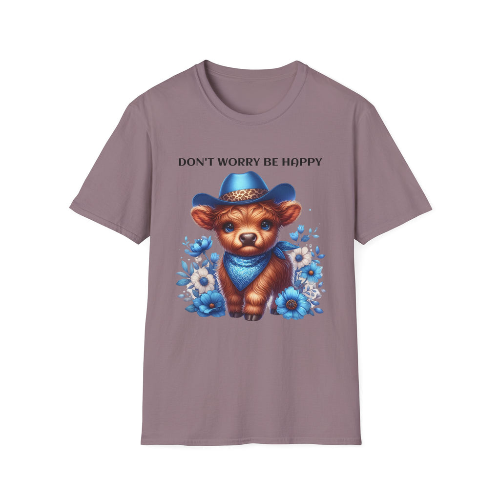 Baby Highland Cow Don't Worry Be Happy Unisex Soft style T-Shirt