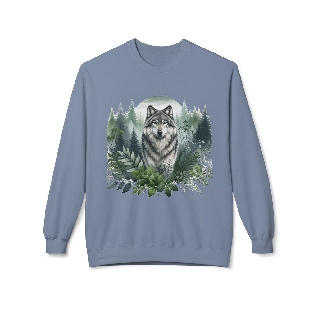 Wildlife Wolf Crewneck Sweatshirt — Custom Wolf Graphic