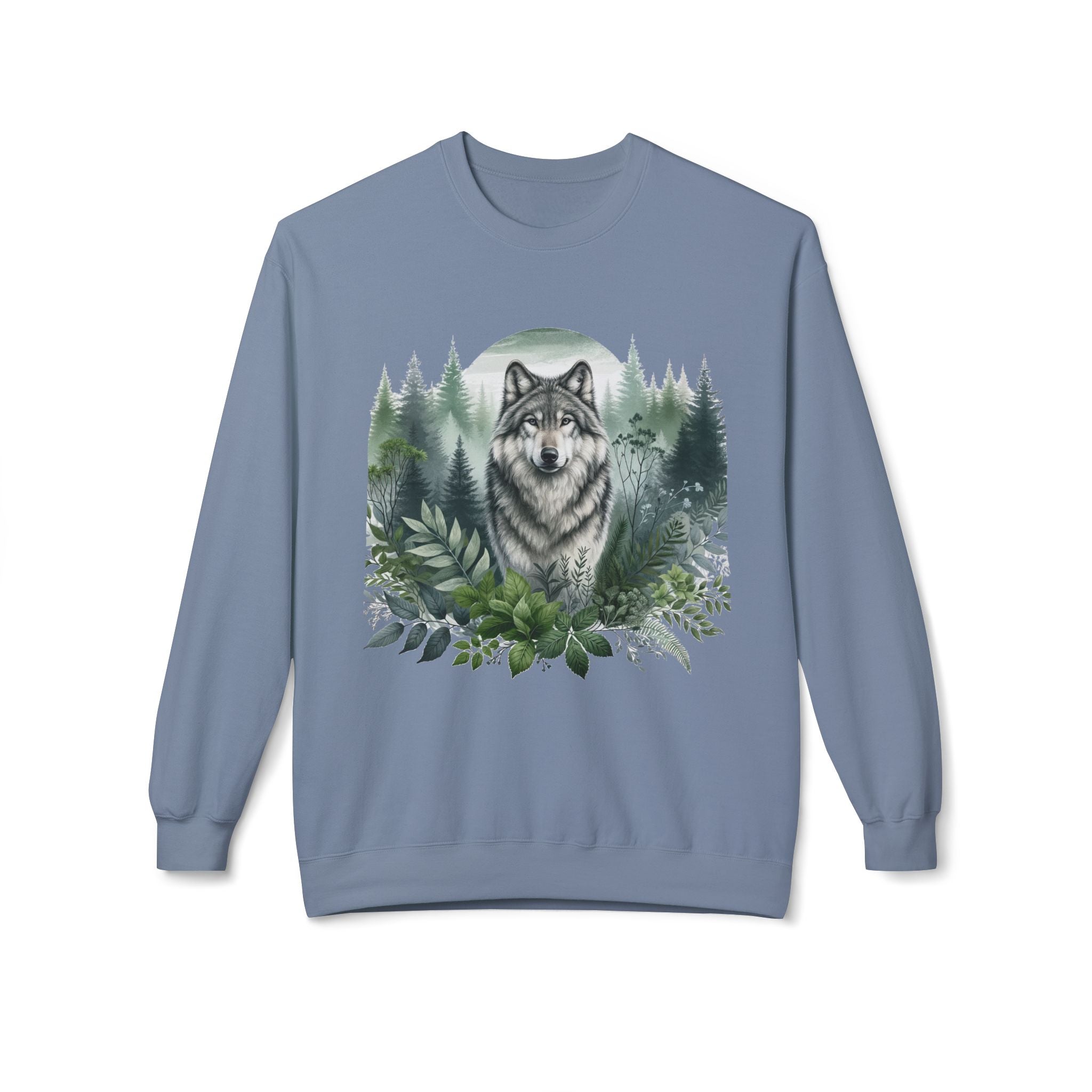 Wildlife Wolf Crewneck Sweatshirt — Custom Wolf Graphic