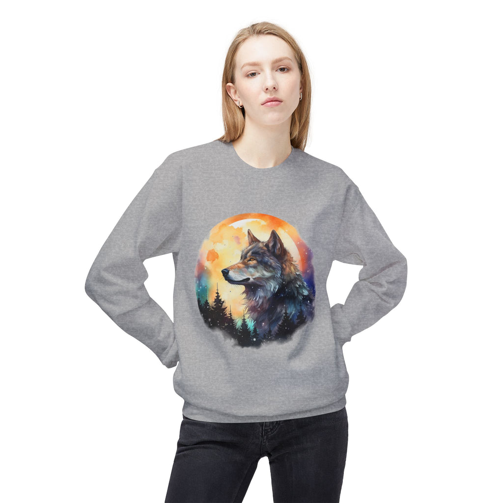 Wildlife Wolf Sunrise Crewneck Sweatshirt