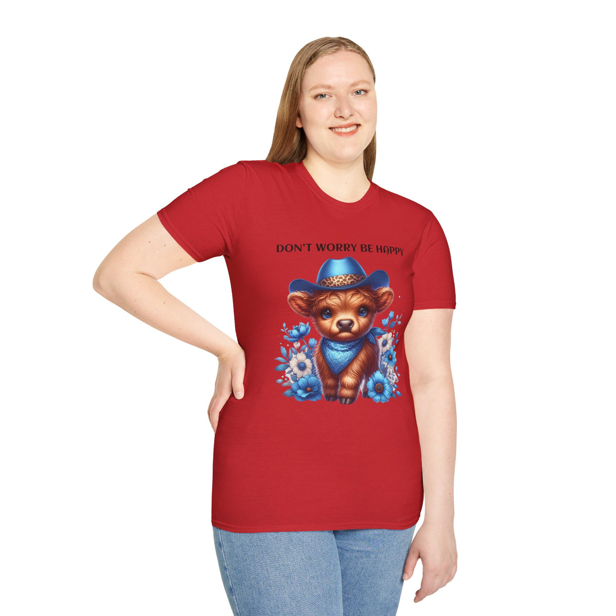 Baby Highland Cow Don't Worry Be Happy Unisex Soft style T-Shirt