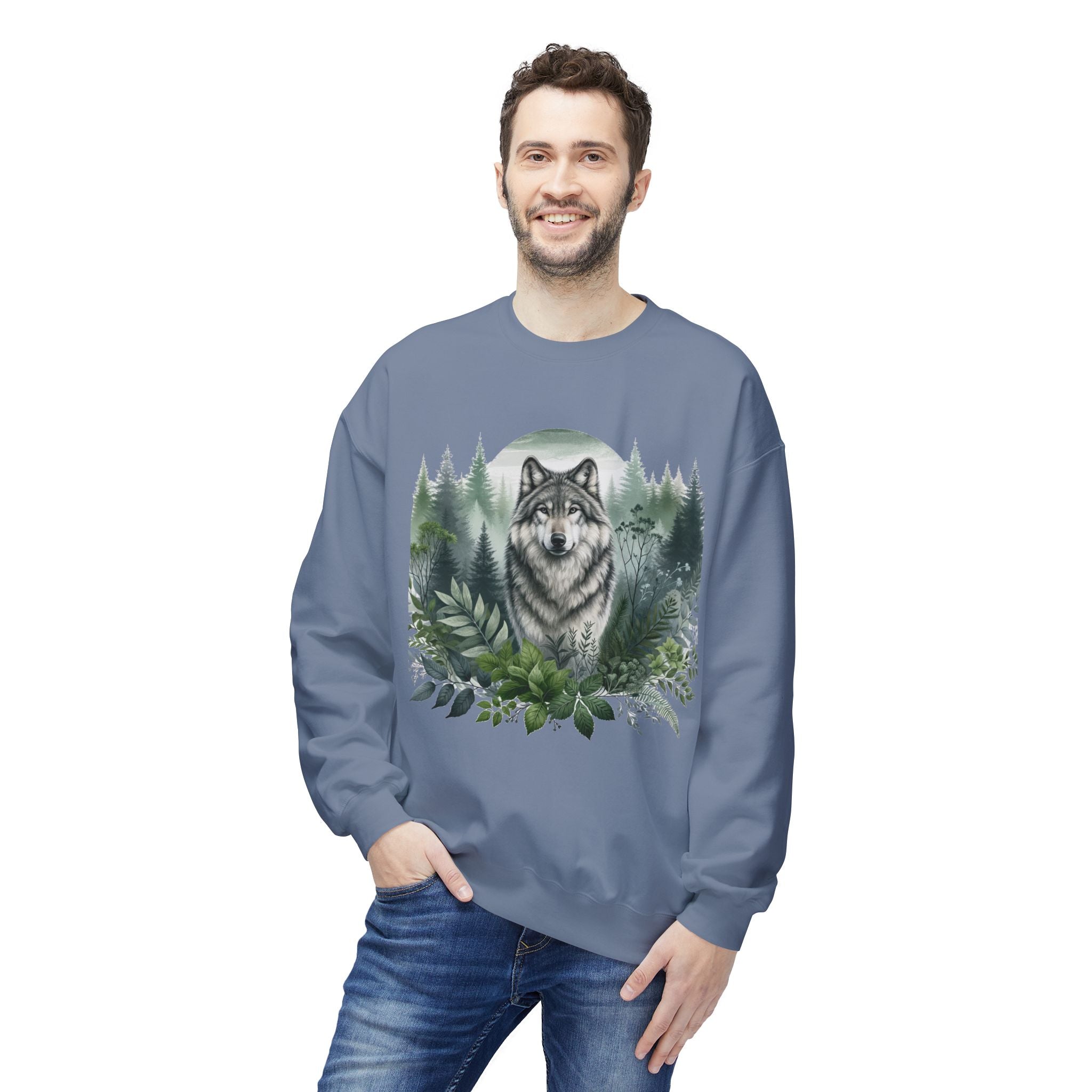 Wildlife Wolf Crewneck Sweatshirt — Custom Wolf Graphic