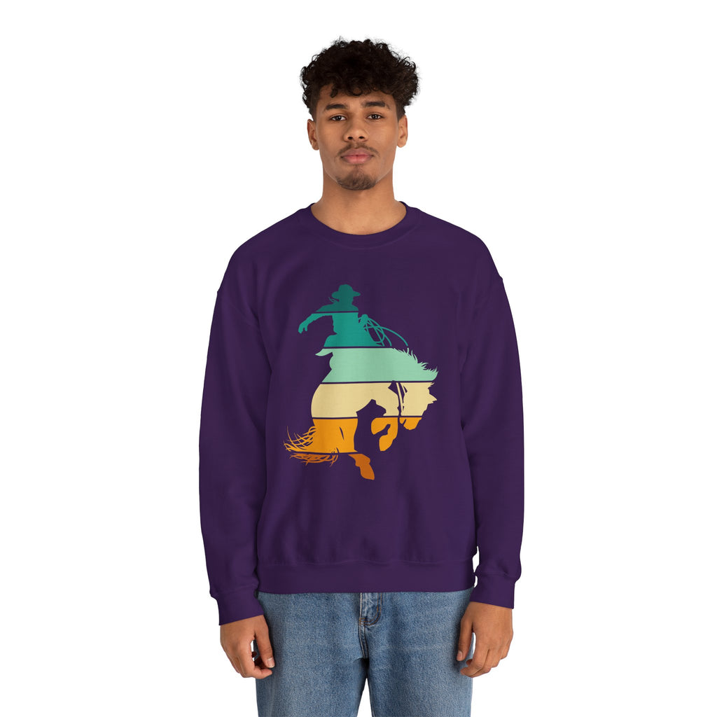 Rodeo Bucking Horse Crewneck Sweatshirt — Western Cowboy Rodeo Graphic