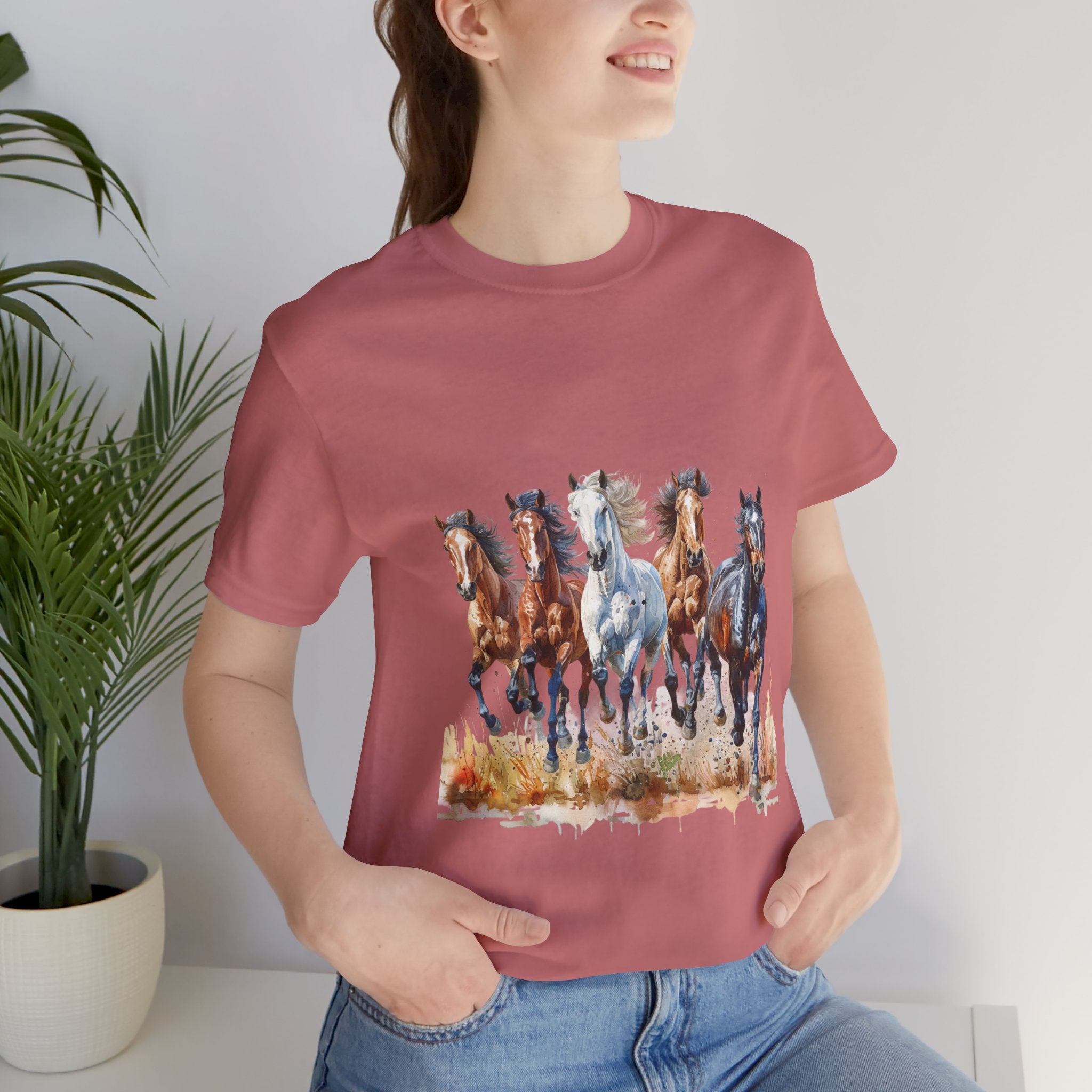 Western Wild Horses Jersey Short Sleeve Tee