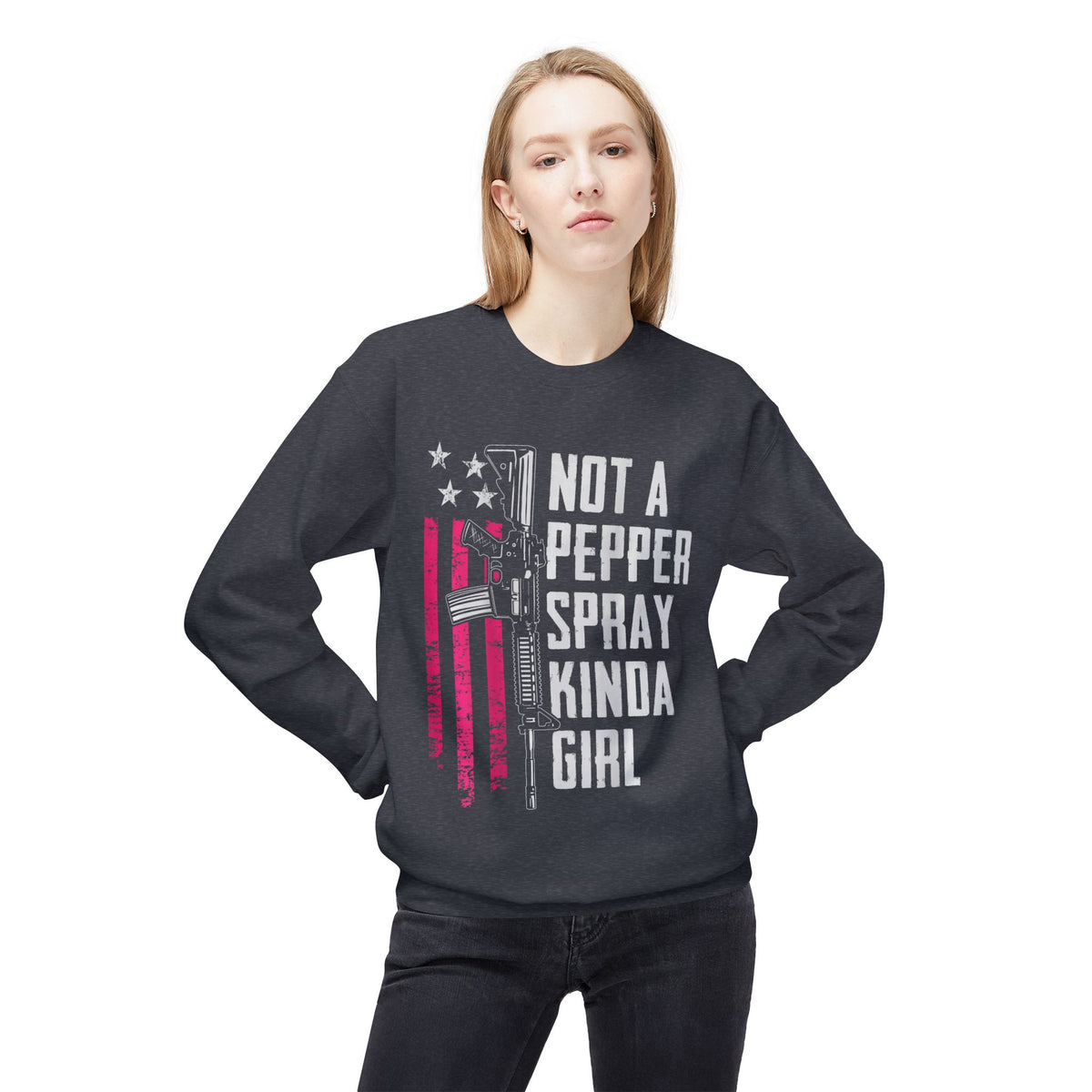 Not a Pepper Spray Kinda Girl Midweight Softstyle Fleece Crewneck Sweatshirt