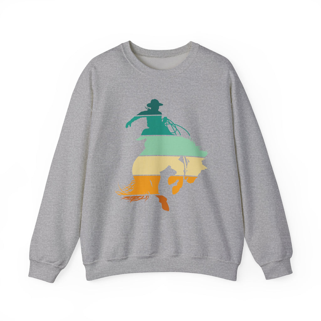 Rodeo Bucking Horse Crewneck Sweatshirt — Western Cowboy Rodeo Graphic