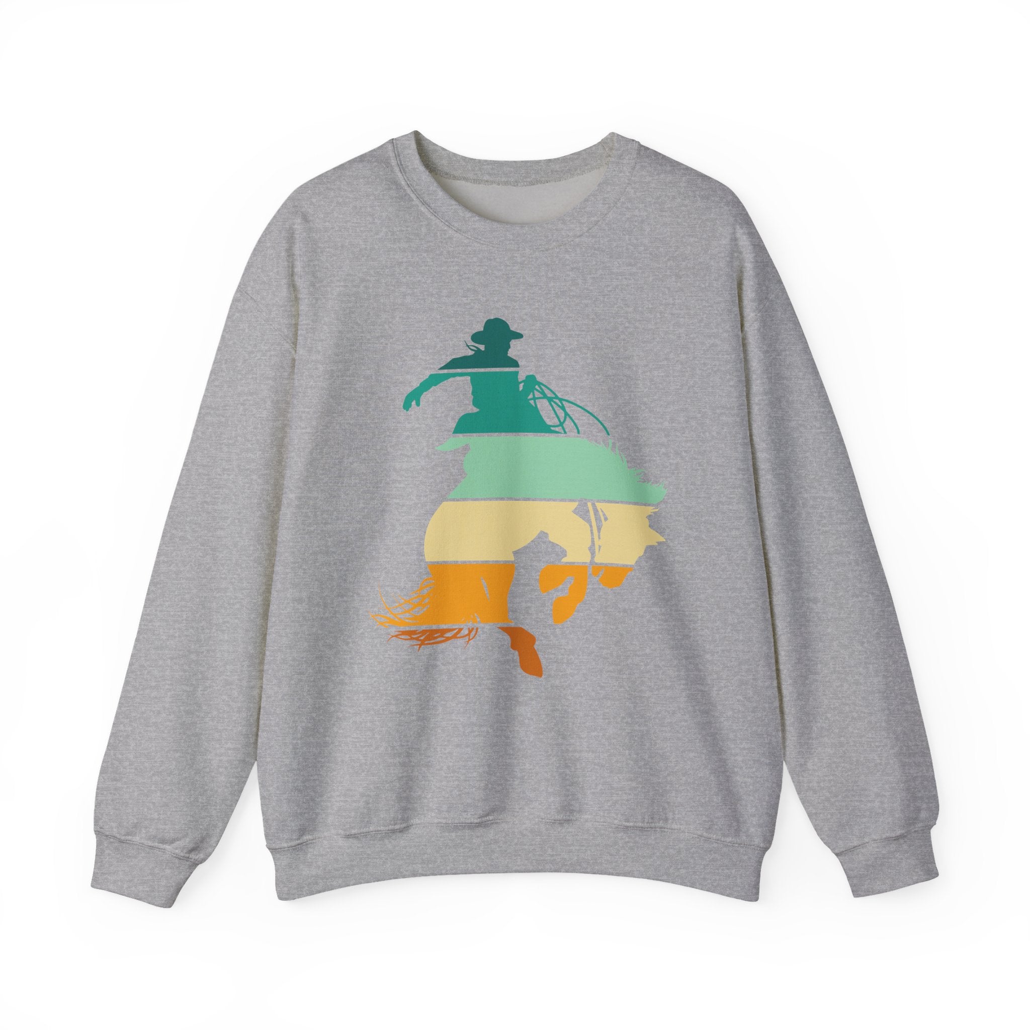 Rodeo Bucking Horse Crewneck Sweatshirt — Western Cowboy Rodeo Graphic