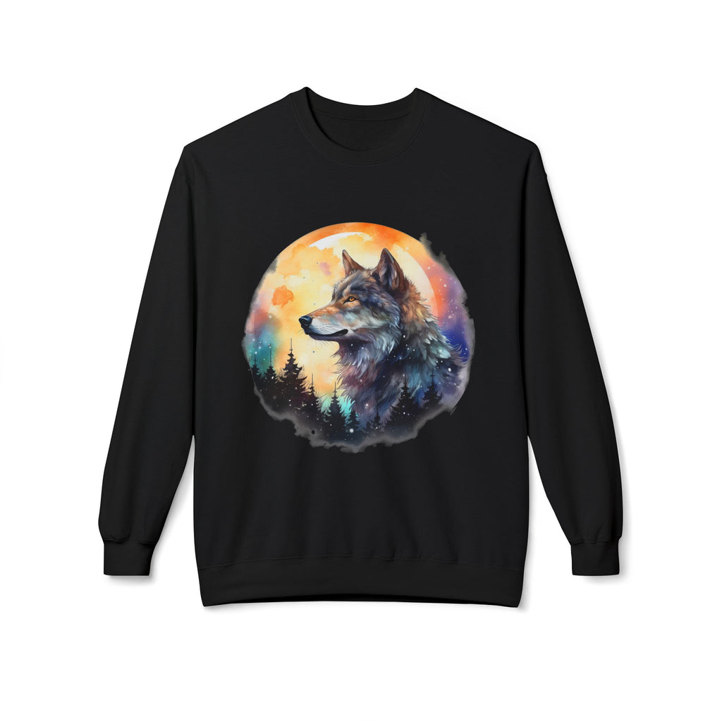 Wildlife Wolf Sunrise Crewneck Sweatshirt
