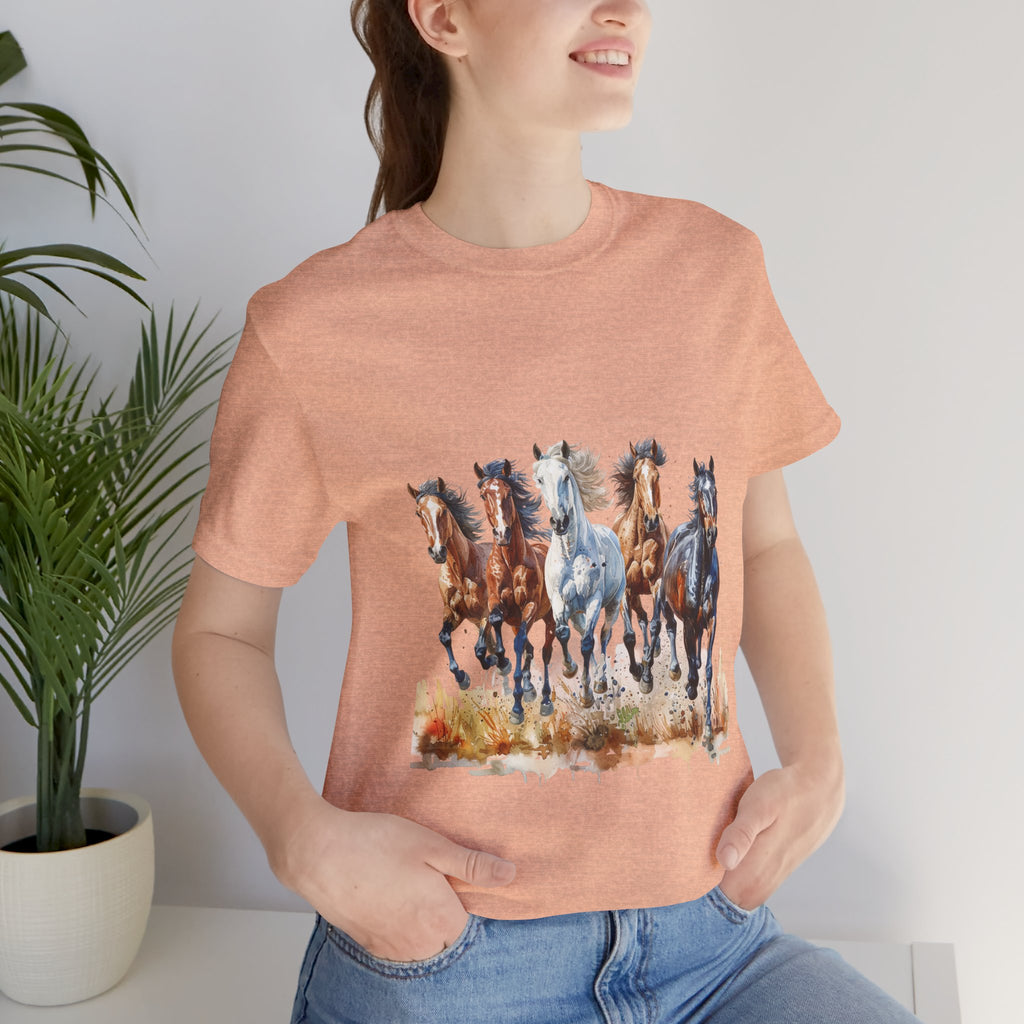 Western Wild Horses Jersey Short Sleeve Tee
