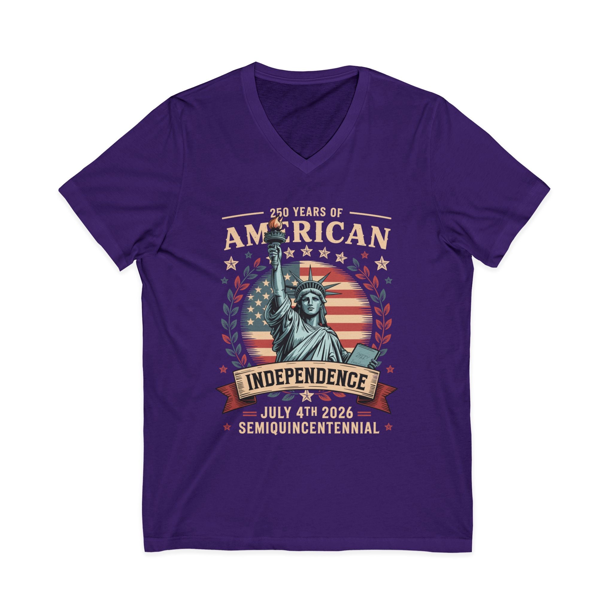 250 Years of America 1776-2026 Jersey Short Sleeve V-Neck Tee