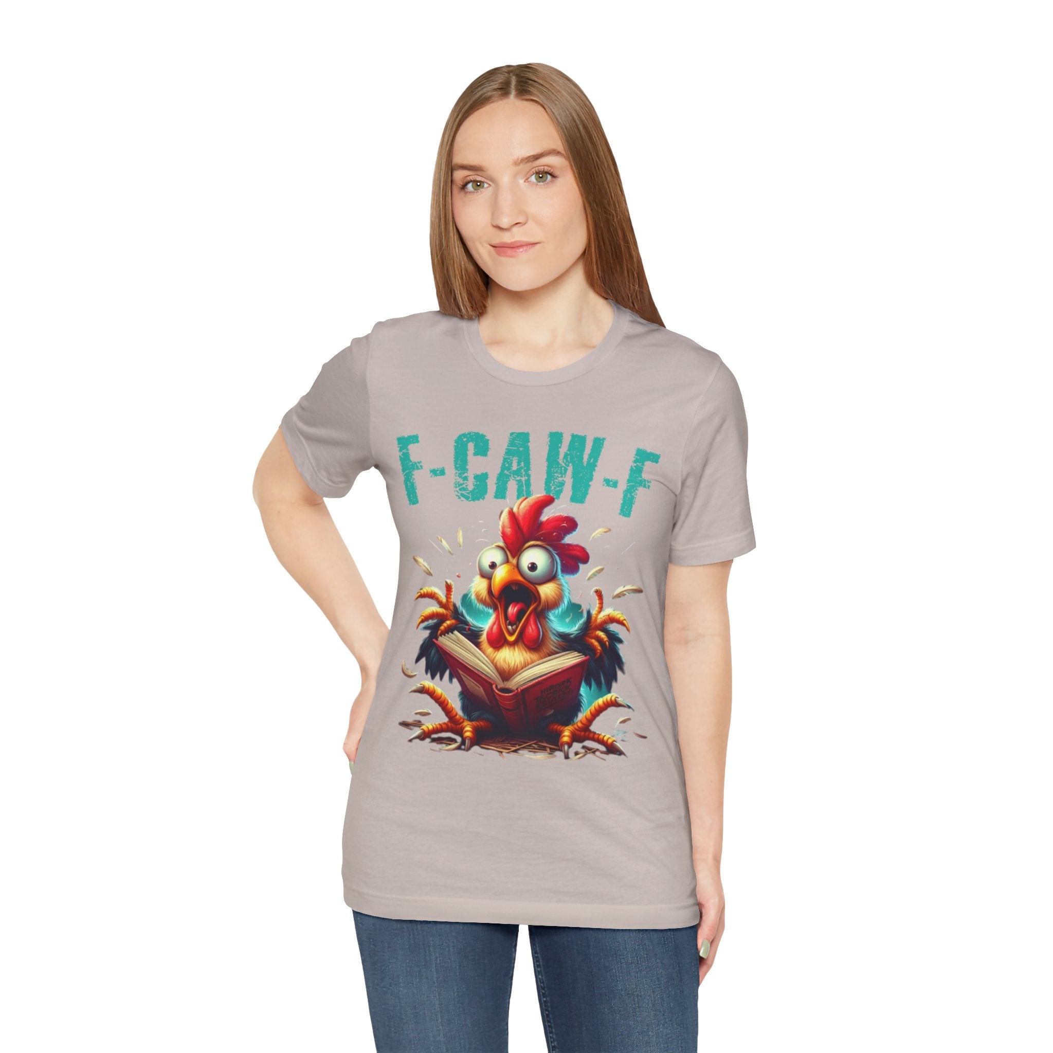 F Caw F Book Reading Chicken  Jersey Short Sleeve Tee