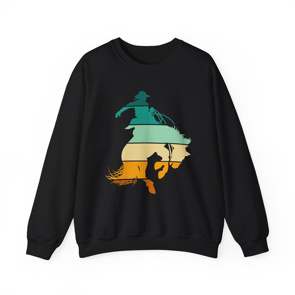 Rodeo Bucking Horse Crewneck Sweatshirt — Western Cowboy Rodeo Graphic