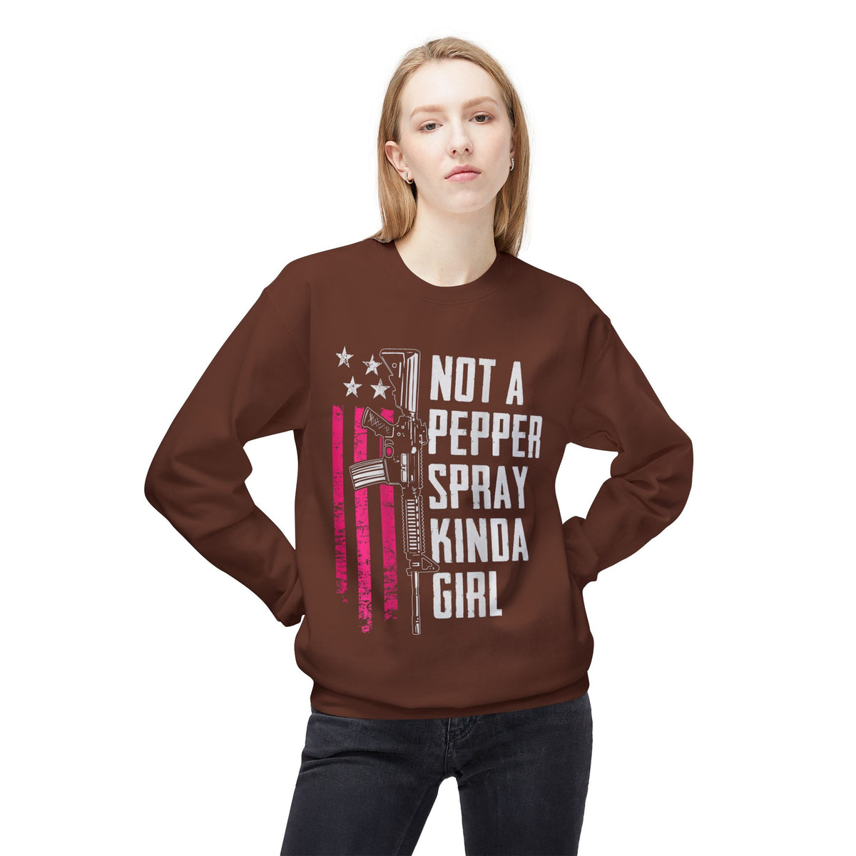 Not a Pepper Spray Kinda Girl Midweight Softstyle Fleece Crewneck Sweatshirt