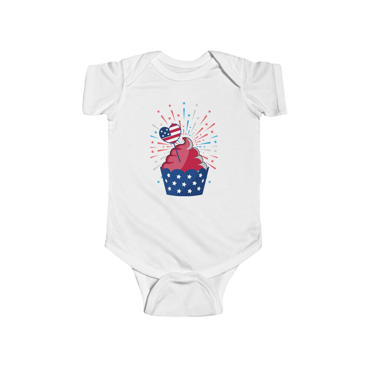 Cupcake with Fireworks Bodysuit, Newborn to 2T Baby
