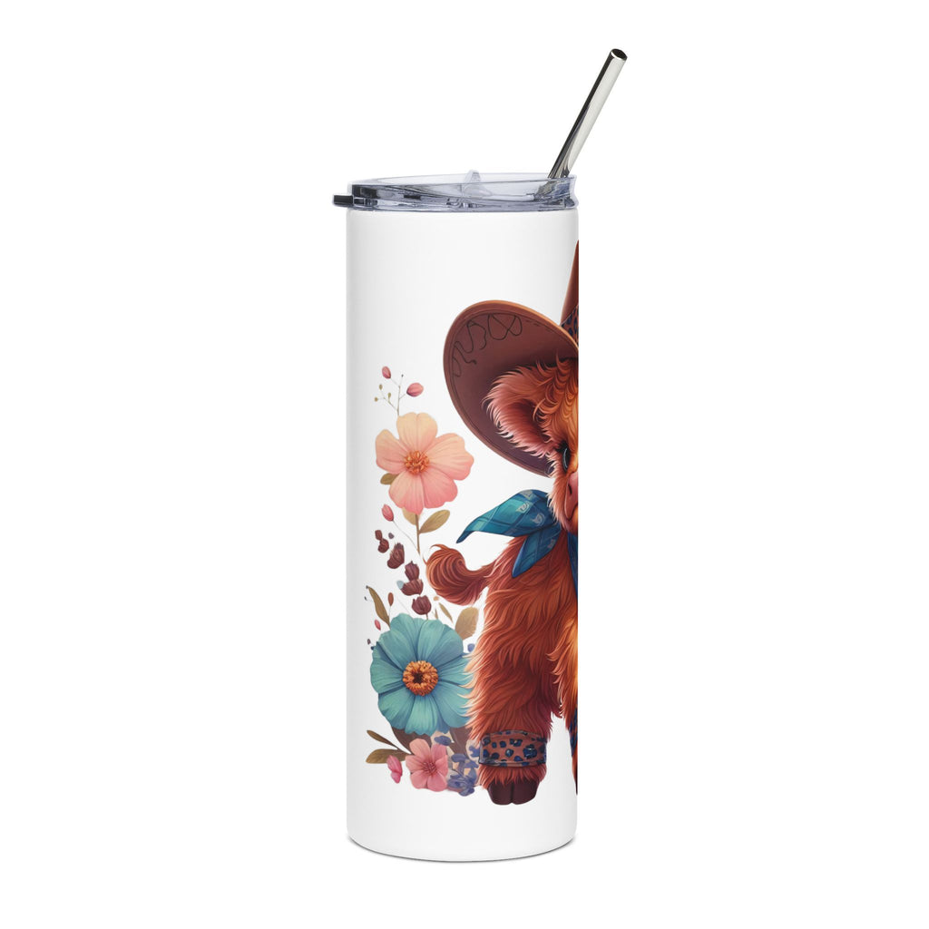 Highland Cow Spring Flowers Stainless Steel Tumbler — 20oz