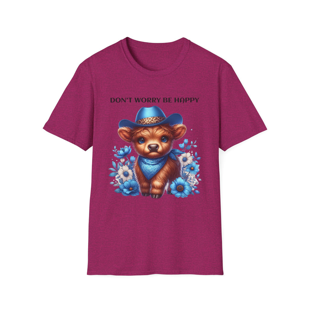 Baby Highland Cow Don't Worry Be Happy Unisex Soft style T-Shirt