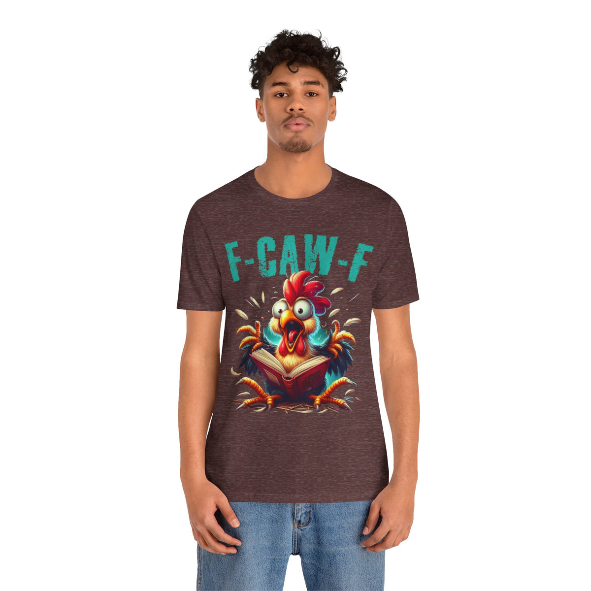 F Caw F Book Reading Chicken  Jersey Short Sleeve Tee