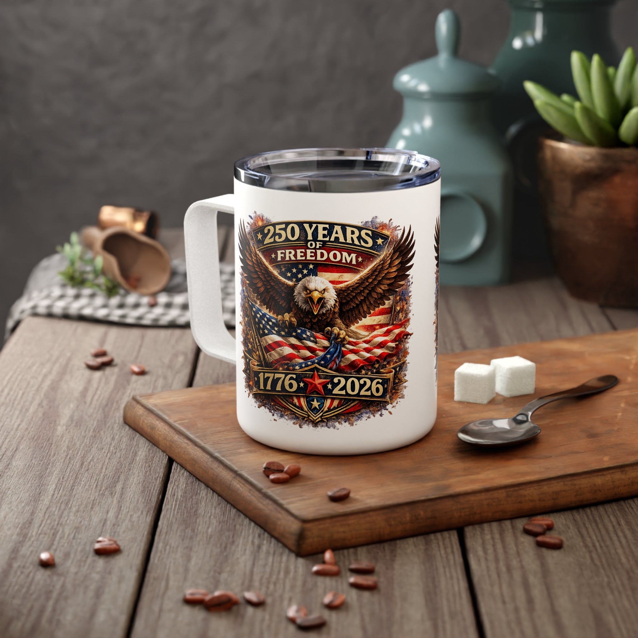 250 Years of America 1776 2026 Insulated Coffee Mug, 10oz